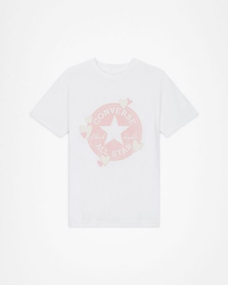 T-Shirts Converse Heart All Star Patch Damske Biele | SK XCPIK8